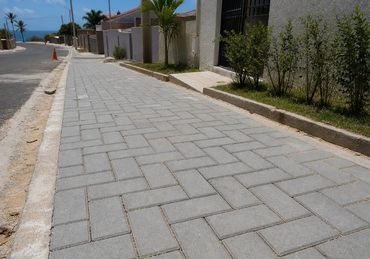 Pavimentação com paver retangular